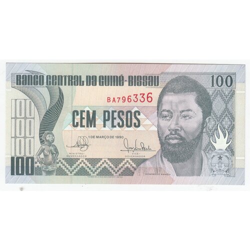банкнота гвинея бисау 1990 год 100 unc Гвинея-Бисау 100 песо 1.3.1990 г. (2)
