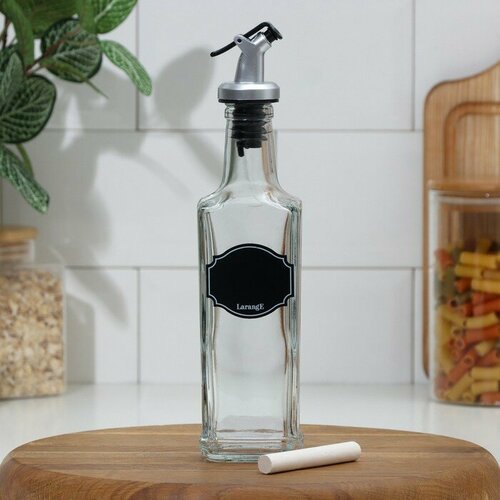 Бутылка с дозатором для масла и соусов «Меловой дизайн», стеклянная, 250 мл, с мелком для маркировки