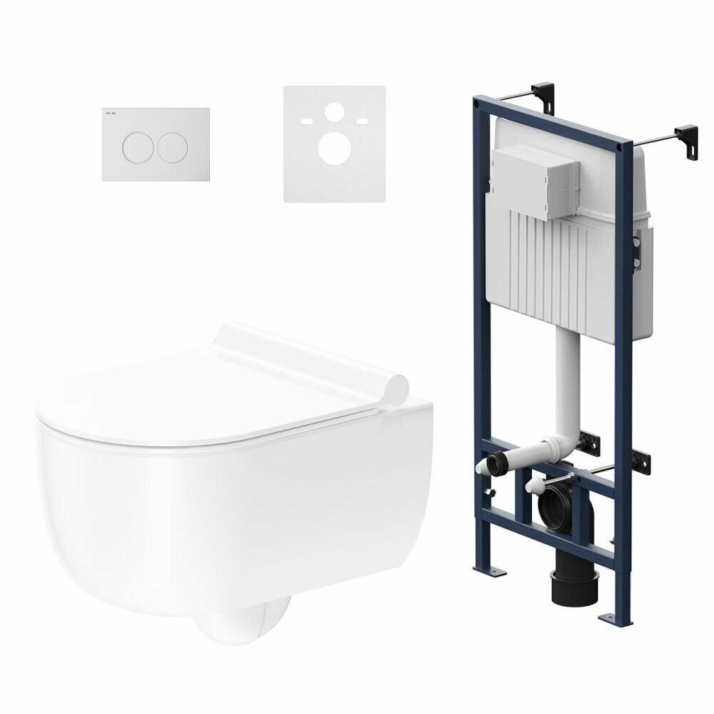 фото Инсталляция AM.PM с подвесным унитазом Damixa Pulsar DX72. IS40101.1700 безободковый, комплект 6 в 1 с сиденьем микролифт