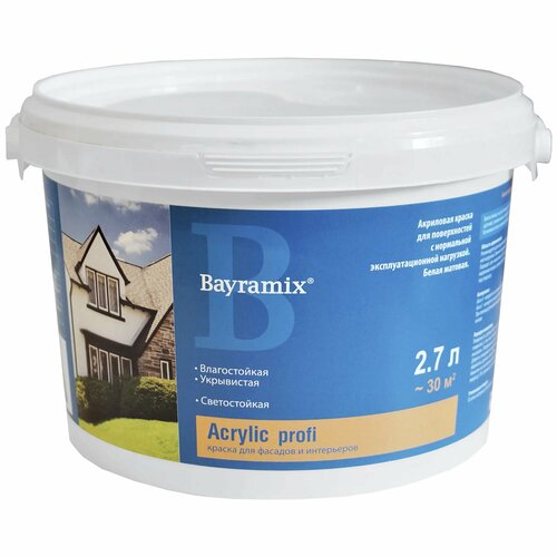 Краска для фасадов и интерьеров Bayramix Acrylic Profi база А 2.7 л