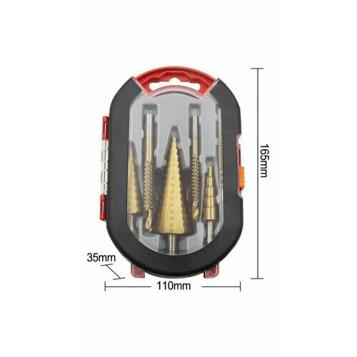 Ступенчатое сверло и фрезеровальное сверло в кейсе набор 6 шт