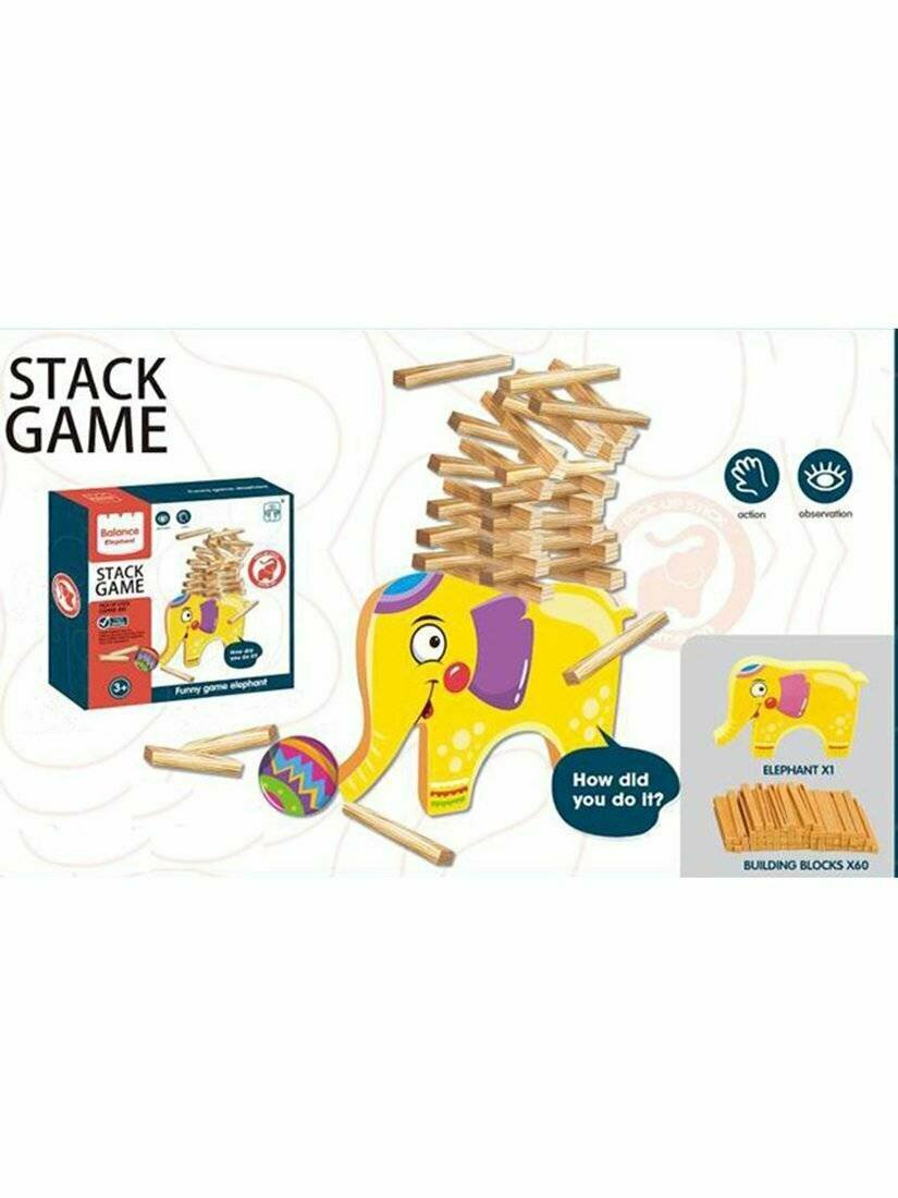 Игра-баланс Наша Игрушка "Слоник Дженга" для детей с 3 лет в коробке