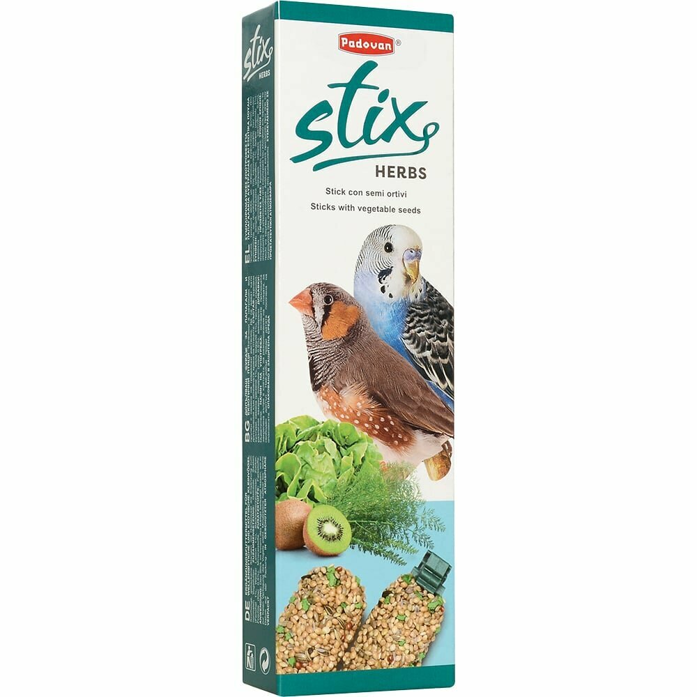 Лакомство для птиц Padovan Stix Herbs для попугаев и экзотических птиц антистрессовые с травами , 80 г