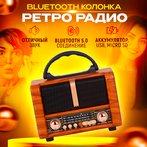 Радиоприемник ретро радио с аккумулятором USB для флешки от сети Light 800000₽