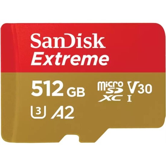 Карта памяти SANDISK micro SDXC 512Gb Extreme UHS-I U3 V30 A2 (190/130 MB/s)