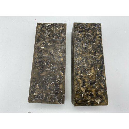 фото Акриловый брусок для рукояти цвет "золото-бронза с крупной стружкой" клинки цаплина