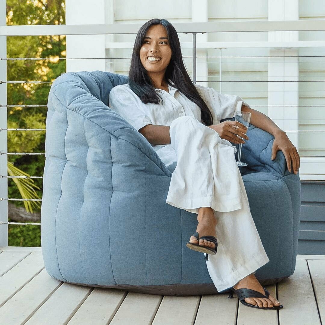 фото Дачное кресло Butterfly Sofa - Atlantic Denim (голубой, олефин) - садовая мягкая мебель для террасы, веранды, беседки, бассейна