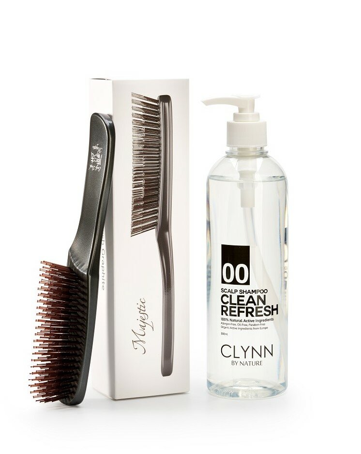 Расческа Majestic Scalp Brush Graphite универсальная для всех типов волос + Шампунь CLYNN By Nature в подарок