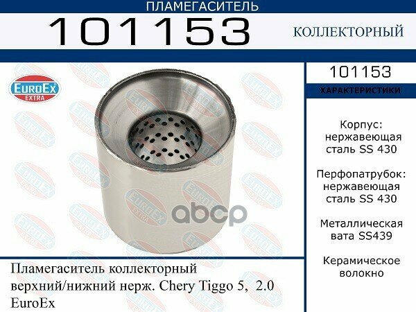 Пламегаситель Коллекторный Верхний/Нижний Нерж. EuroEX арт. 101153