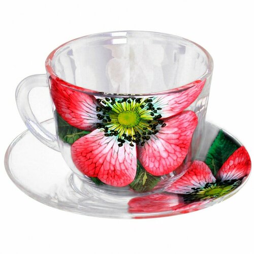 Чайная пара 200 мл 2 предмета Живая природа Китайская роза Декостек 337-Д 636₽