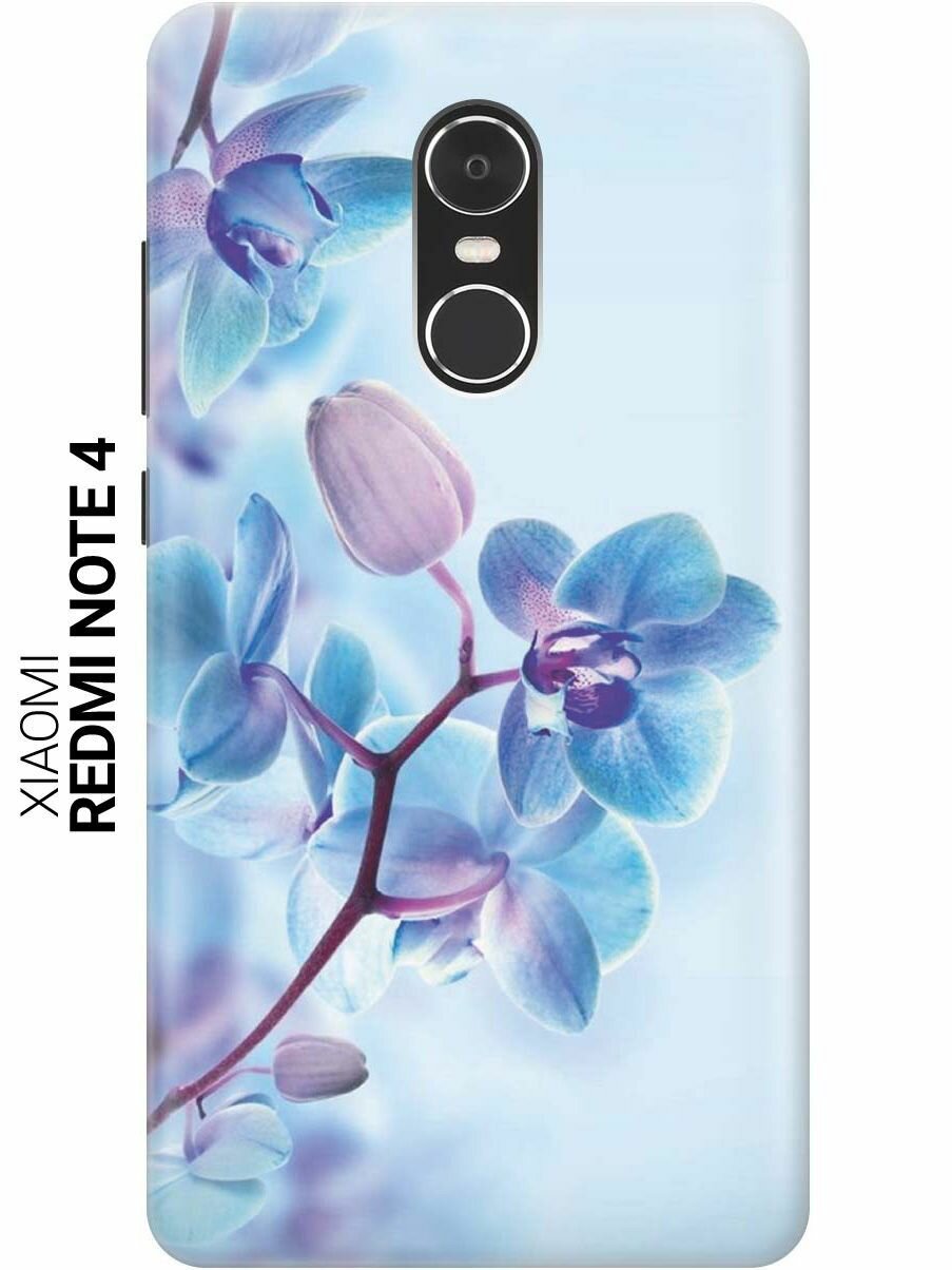 Ультратонкий силиконовый чехол-накладка для Xiaomi Redmi Note 4 с принтом "Синий цветок на синем"