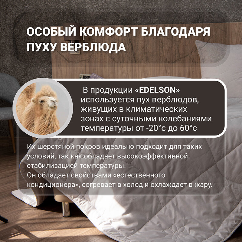 Одеяло Edelson CAMEL WOOL 172x205см, ECW- 18-42 Hoff - фото №11