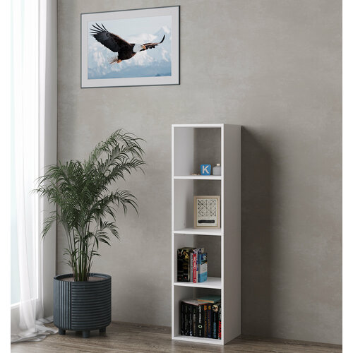 Стеллаж деревянный для книг и игрушек 4 ячейки, белый