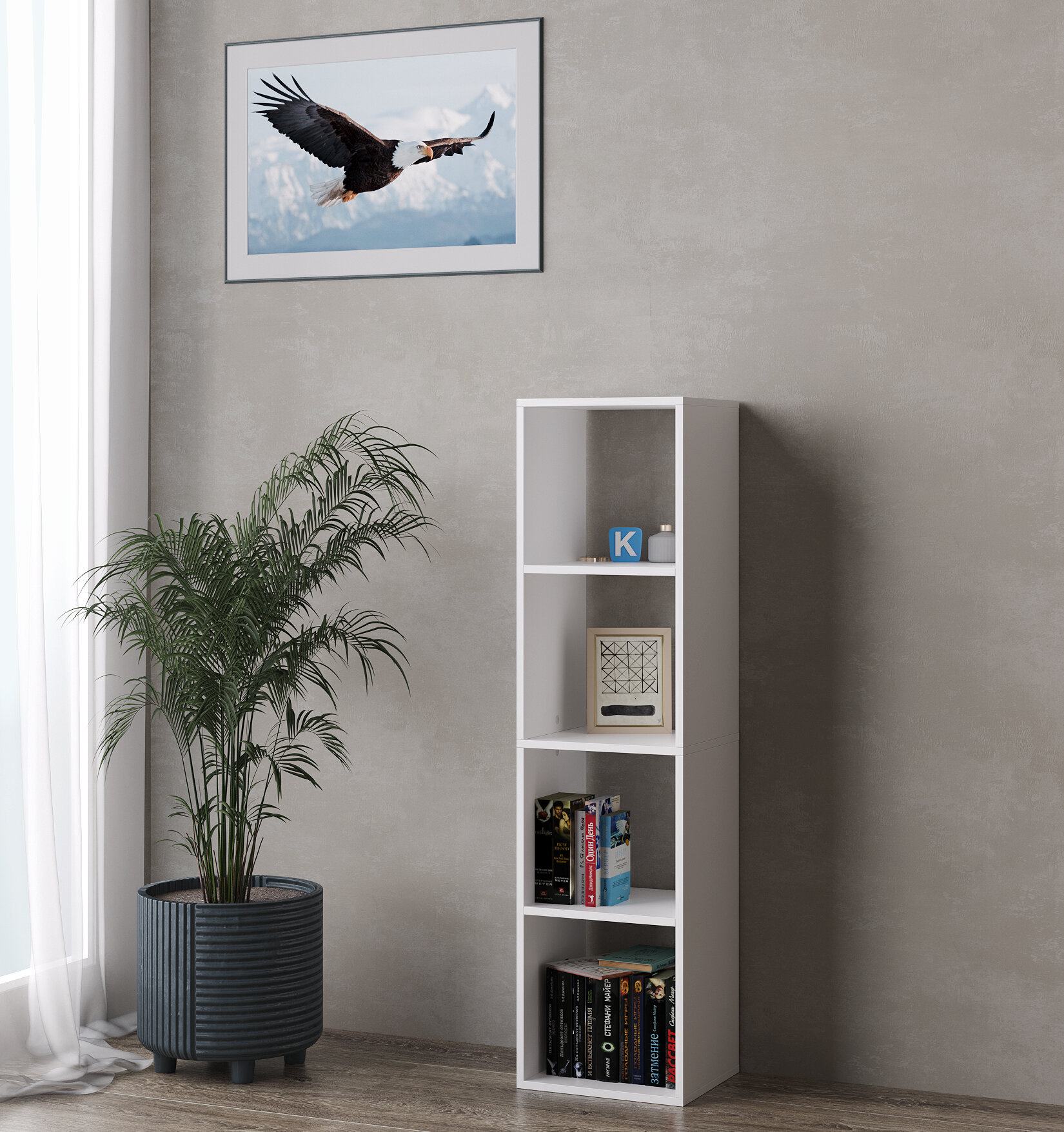 фото Стеллаж 4 секции вертикальный, белый