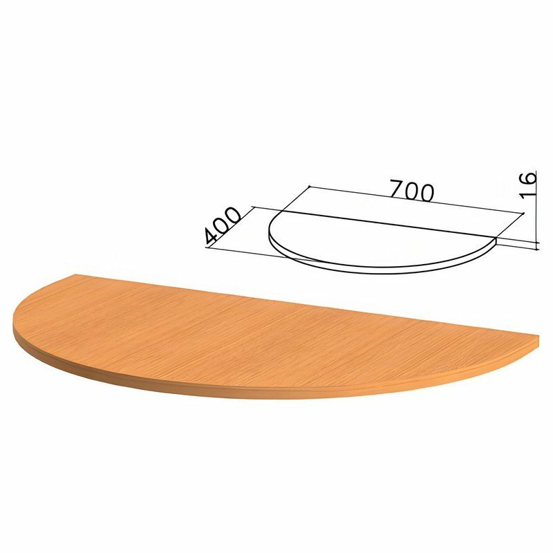 фото Стол приставной полукруг "Фея", 700х400х750 мм, без опоры, орех милан, ПФ10.5