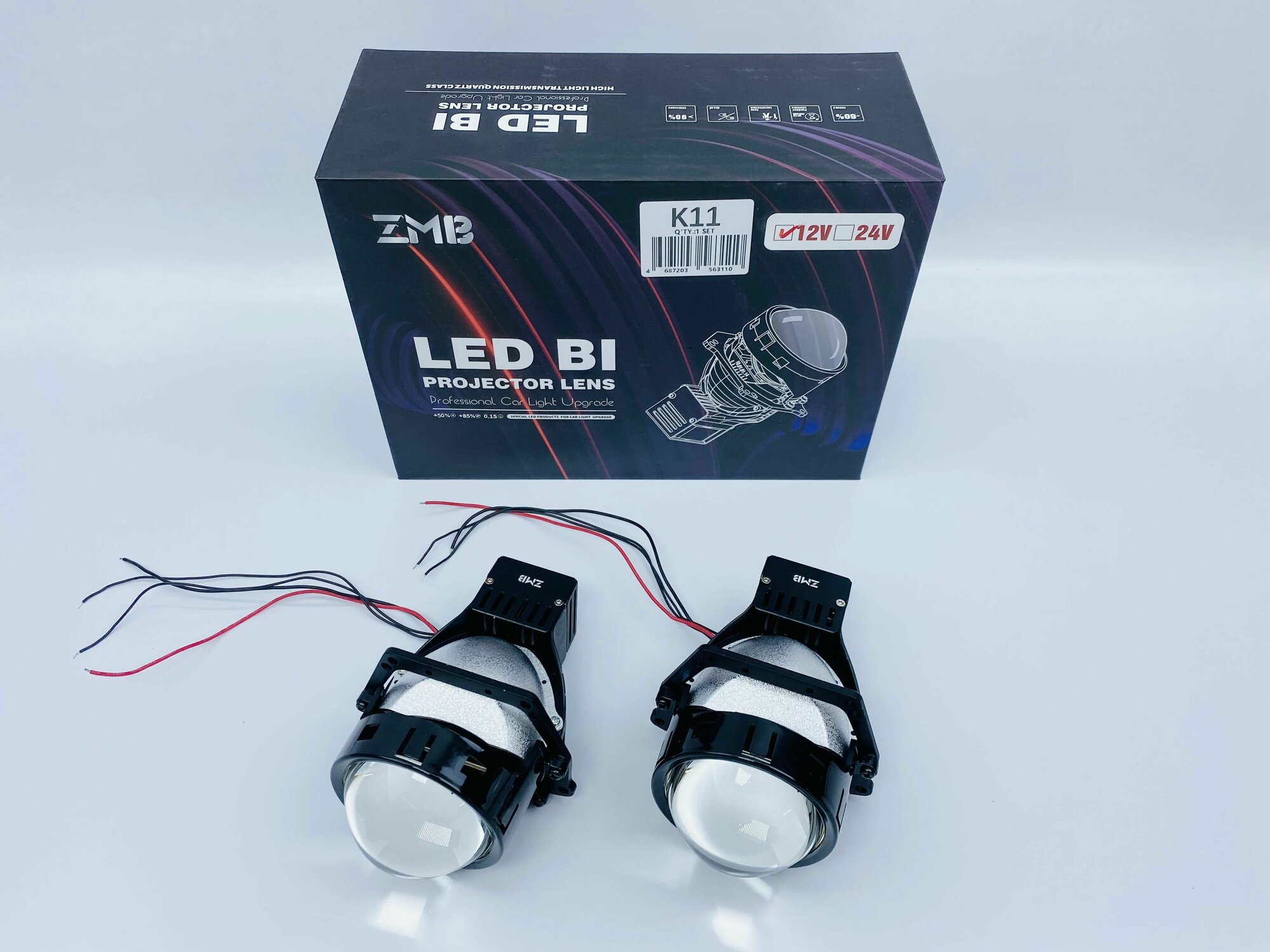 Светодиодные би лед модули ближнего/дальнего света Bi LED ZMB K11 12V 5500K 3.0" комплект 2 линзы