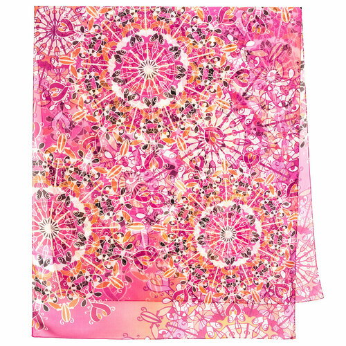 фото Палантин павловопосадская платочная мануфактура, натуральный шелк, 200х85 см, розовый