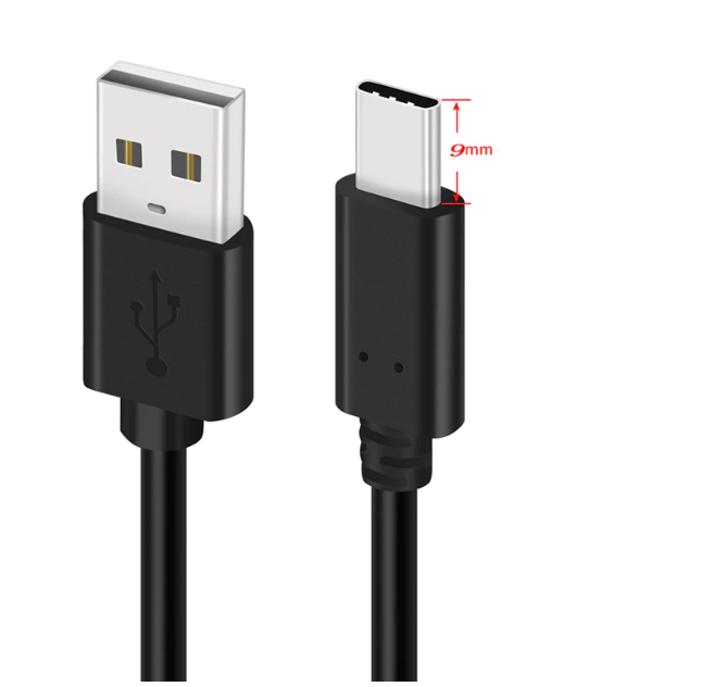 Кабель USB Type-С с удлиненным штекером Lefo для защищенных смартфонов (удлинённый разъём 9мм)