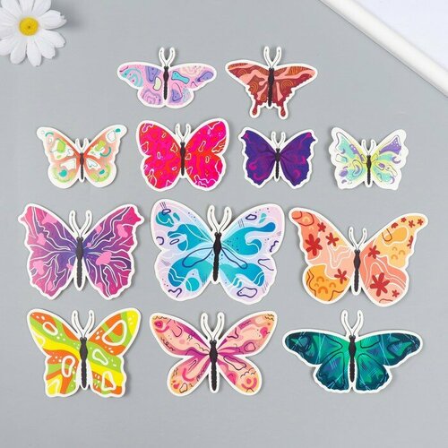 Бабочки картон Абстракция набор 12 шт h4-10 см на магните 443₽