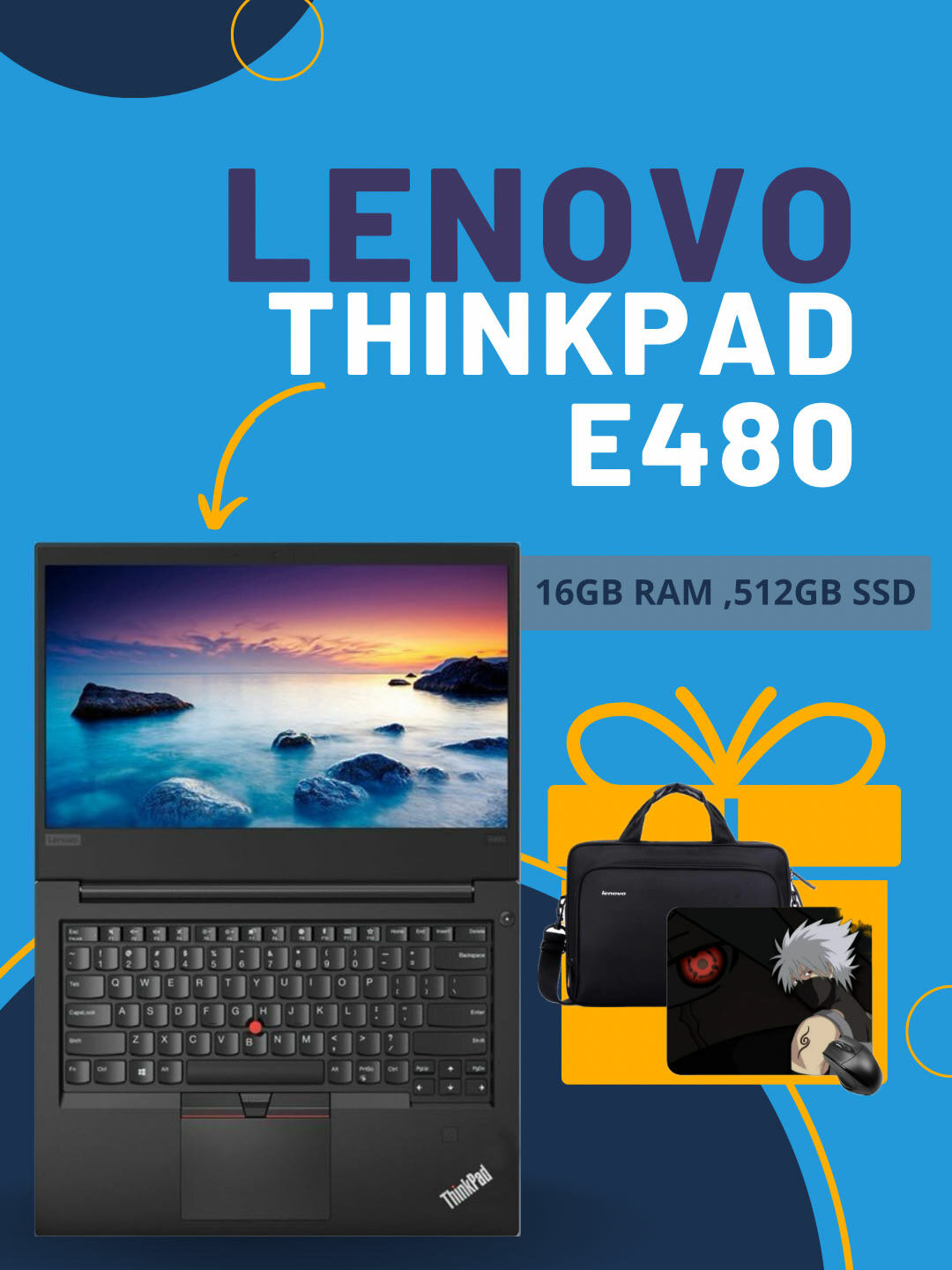 Ноутбук Lenovo ThinkPad, 14 дюймов, Intel Core i5, 16 ГБ ОЗУ, 512 ГБ SSD, Windows 11