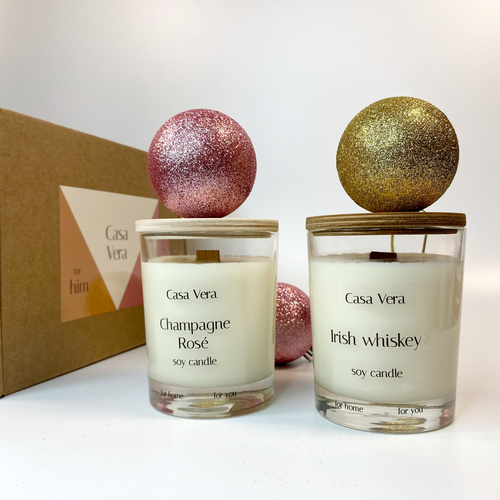 Подарочный набор Для него и для неё свечи ароматические Ирландский виски и Розовое шампанское Подарок для пары для семьи на свадьбу новоселье годовщину Аромасвечи набор Аромасвечи для дома 3600₽