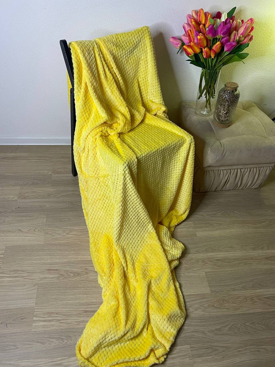 плед 200х220 ананас для дома и дачи покрывало одеяло желтое - фотография № 5
