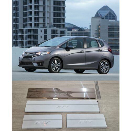 Накладки на пороги Нержавейка HONDA Fit 2013-2020