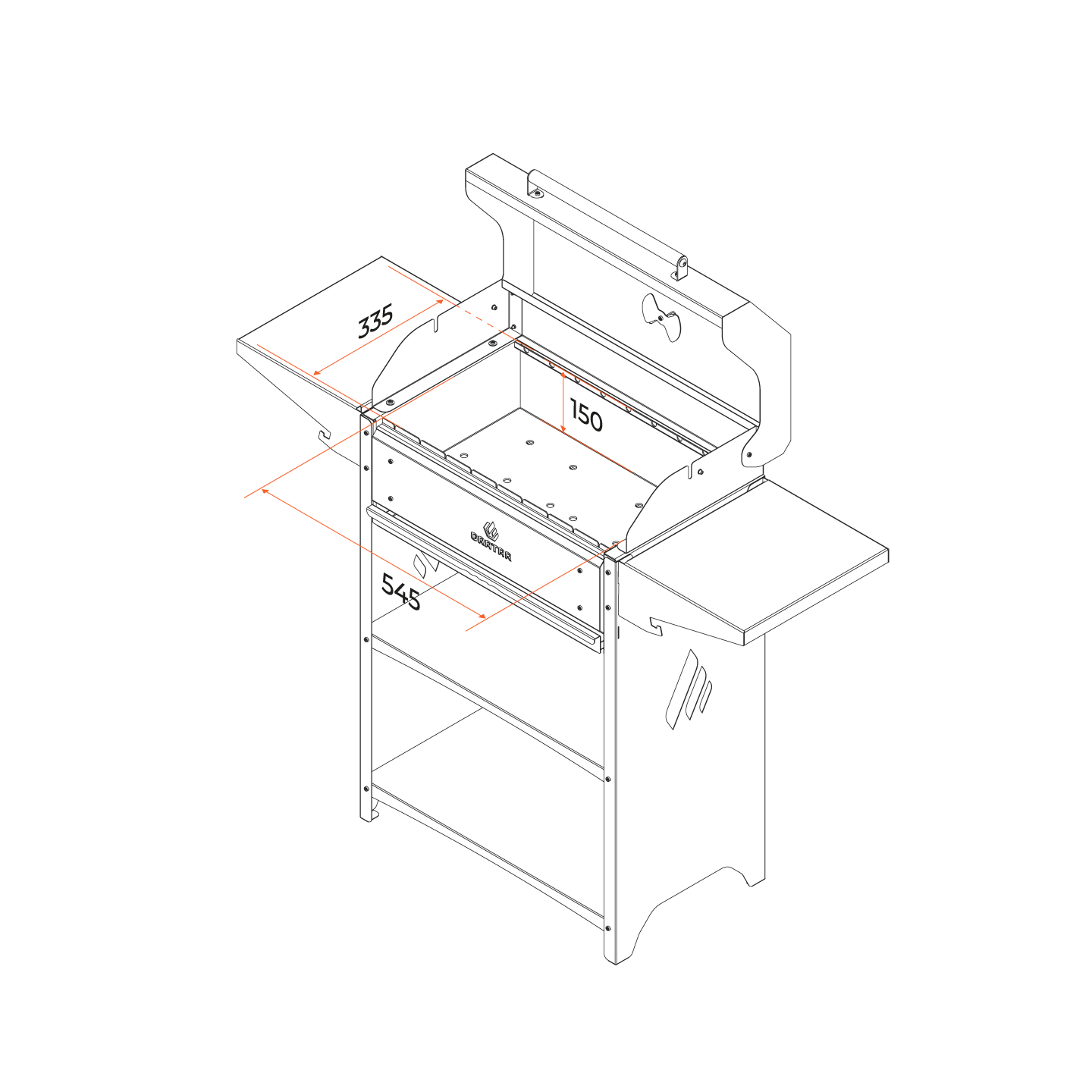 Гриль на дровах Gratar Family Optima BBQ 441х1332х111