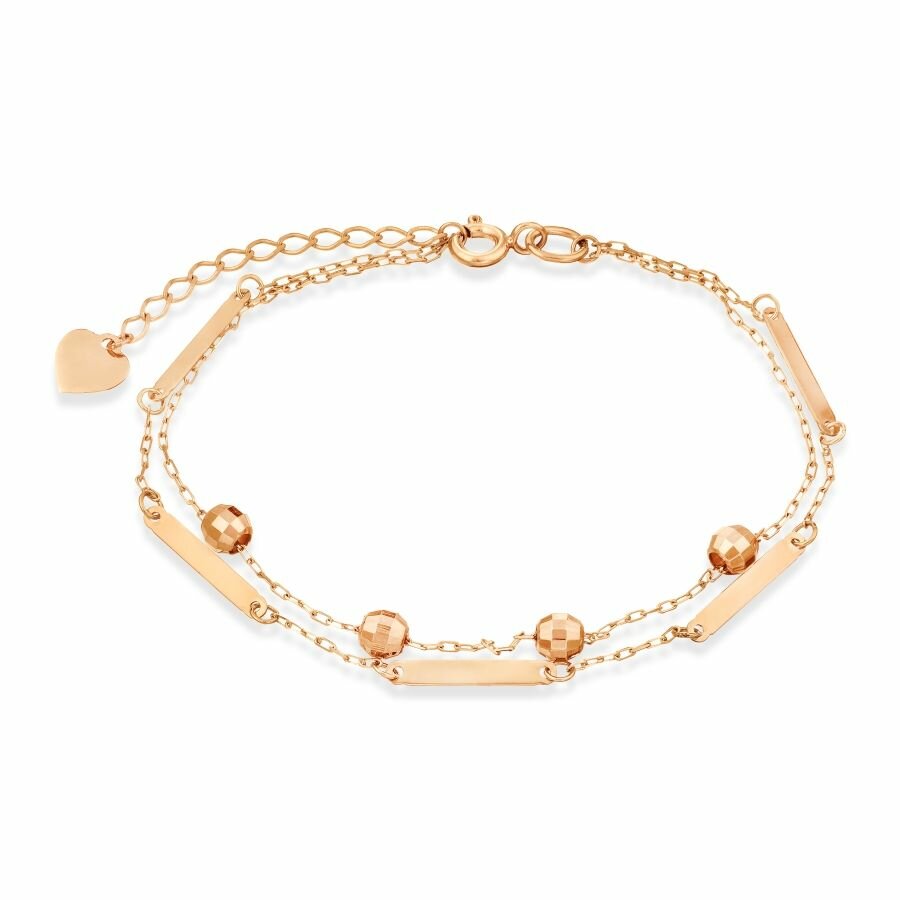 Браслет-цепочка СТАЙЛ-РУ, красное золото, 585 проба