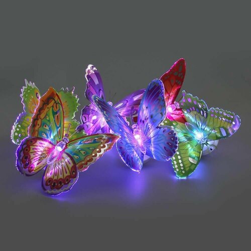 фото Фонарь в форме фигурки бабочки оптоволоконной, 1led, пвх, lr44x3 new galaxy