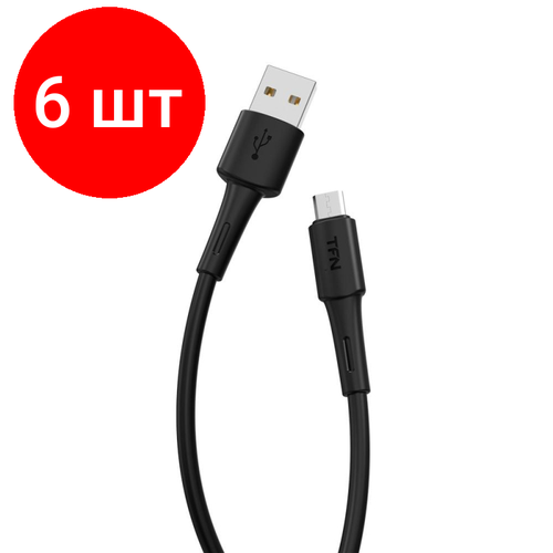 Комплект 6 штук, Кабель интерфейсный TFN USB-Micro-USB, 3.0м. черный (TFN, TFN-CMICUSB3MBK) кабель tfn usb micro usb 3a 1 0m blue black