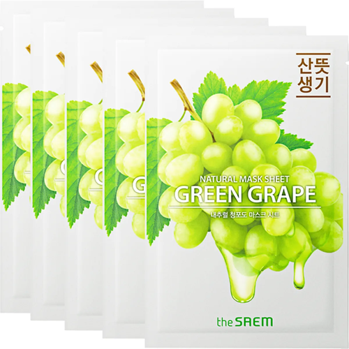 Маска для лица тканевая с экстрактом винограда The Saem Natural Green Grape Mask Sheet, 21 мл - 5 шт (СГ до 09.2024г.) маска тканевая с экстрактом винограда the saem natural green grape mask sheet 21 мл