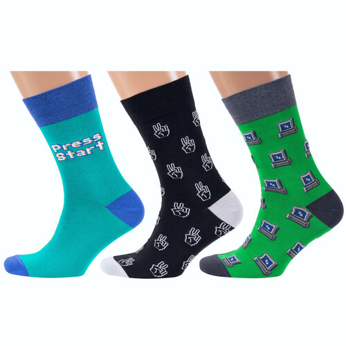 фото Носки moscowsocksclub, 3 пары, размер 29, черный, бирюзовый, зеленый
