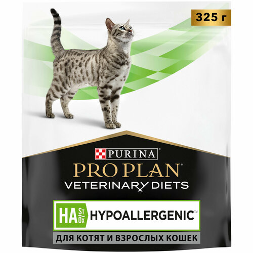 pro plan veterinary diets cat ha hypoallergenic сухой диетический корм для кошек при аллергиях и пищевой непереносимости Сухой корм Pro Plan Veterinary Diets HA St/Ox Hypoallergenic для взрослых кошек и котят при пищевой непереносимости, 325 г