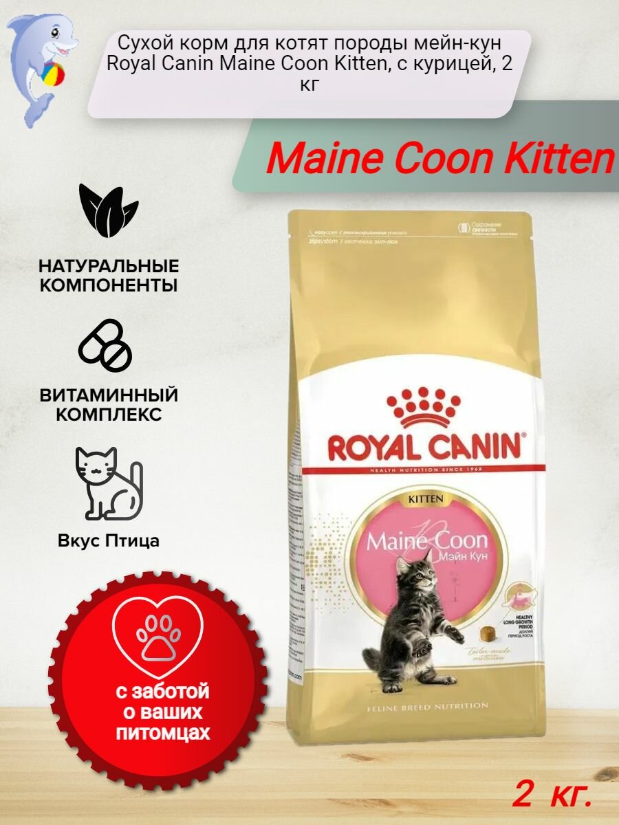 Сухой корм для котят породы мейн-кун Royal Canin Maine Coon Kitten, с курицей, 2 кг