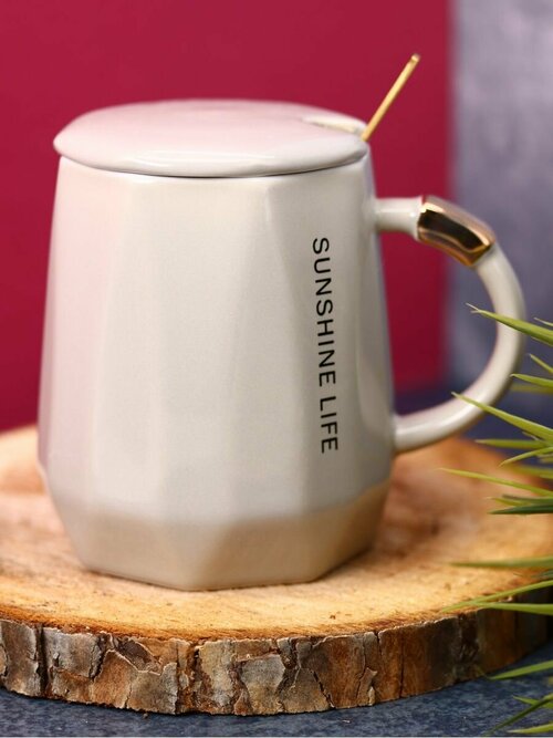 Кружка для чая кофе керамическая Sunshine life beige 400 мл