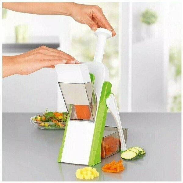фото Овощерезка Safe slice Mandoline KP-375/слайсер для нарезки овощей/терка/зеленый-белый