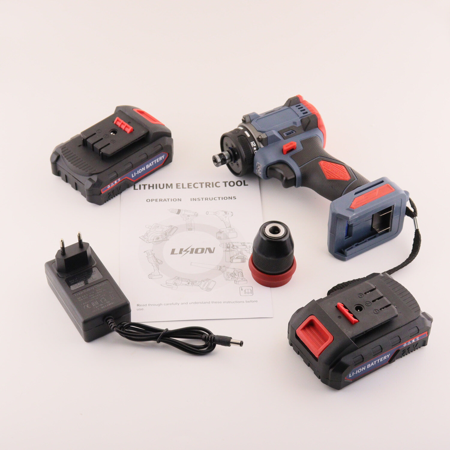 фото Аккумуляторный шуруповерт 21V (1.5Ah, 2 акб(Li-Ion), бесщеточный, со съемным металлическим патроном) "BEEZMOTO"