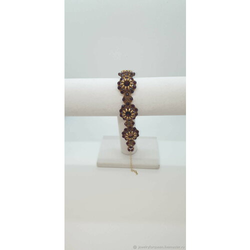 Браслет, Swarovski Zirconia, 1 шт., размер 22 см, бордовый