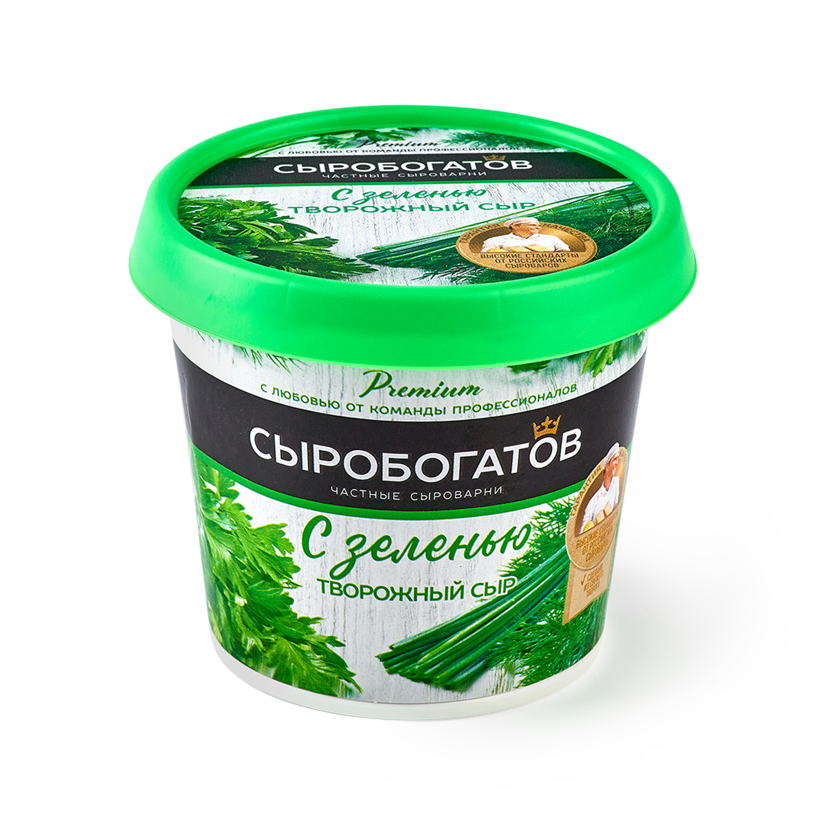 Сыр творожный Сыробогатов, с зеленью, жирность 55%, 140 г, 1 шт