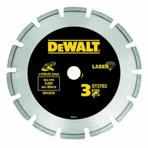 Диск алм. DeWALT DT3763-XJ сегментный по мрамору и граниту, 230x22.2x2.8мм