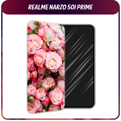 Силиконовый чехол на Realme Narzo 50i Prime / Реалми Нарзо 50i Прайм Много роз силиконовый чехол на realme narzo 50i prime реалми нарзо 50i прайм китайский дракон прозрачный