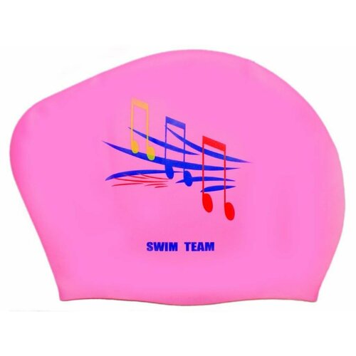 Шапочка для плавания для длинных волос SWIM TEAM ноты: KW-N (Розовый)