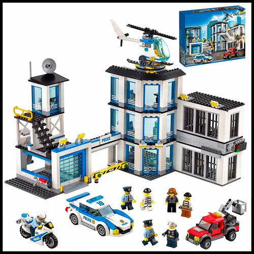 Конструктор Сити City Полицейский участок Аналог, 894 деталей совместим с Lego
