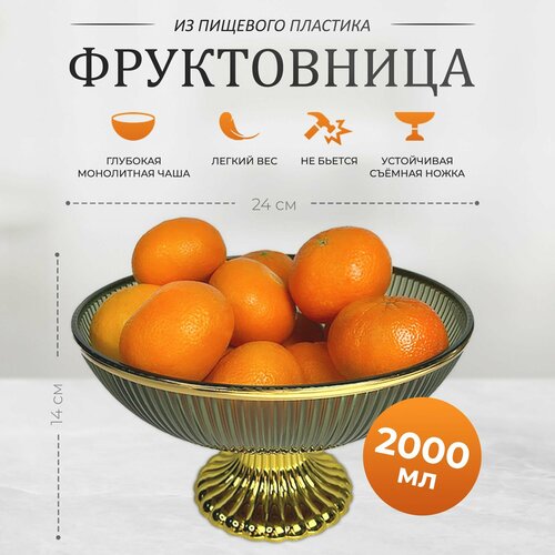 Ваза для фруктов с ножкой Conflate акрил зеленая