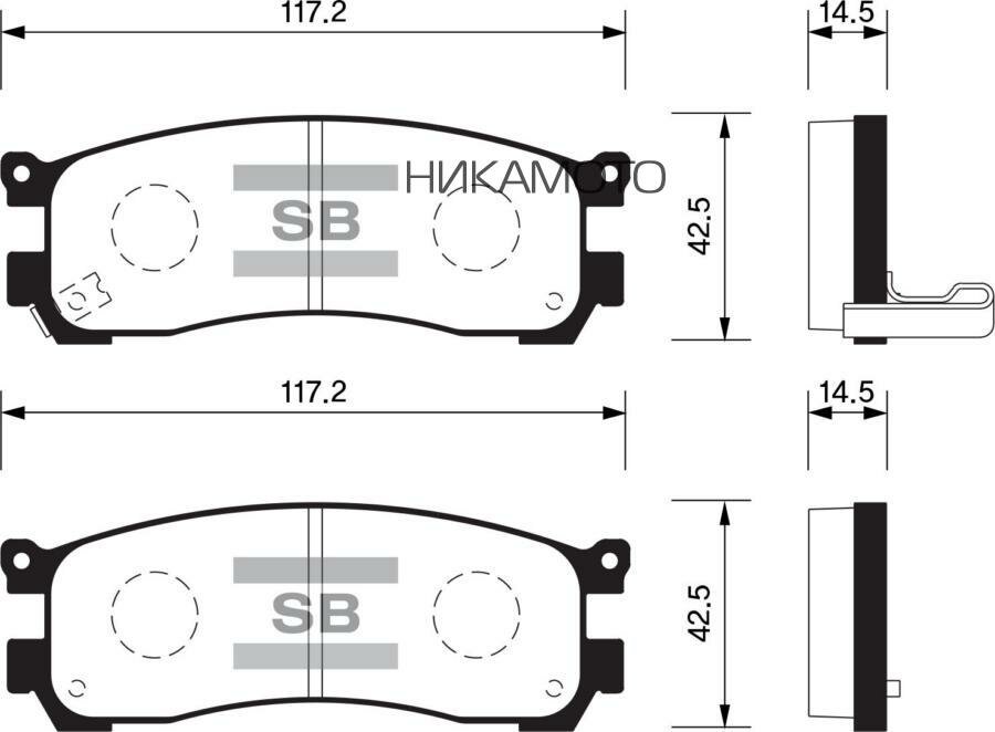 SANGSIN BRAKE SP1528 Колодки тормозные дисковые, задние MZ 929 92-95, MPV 94-98;