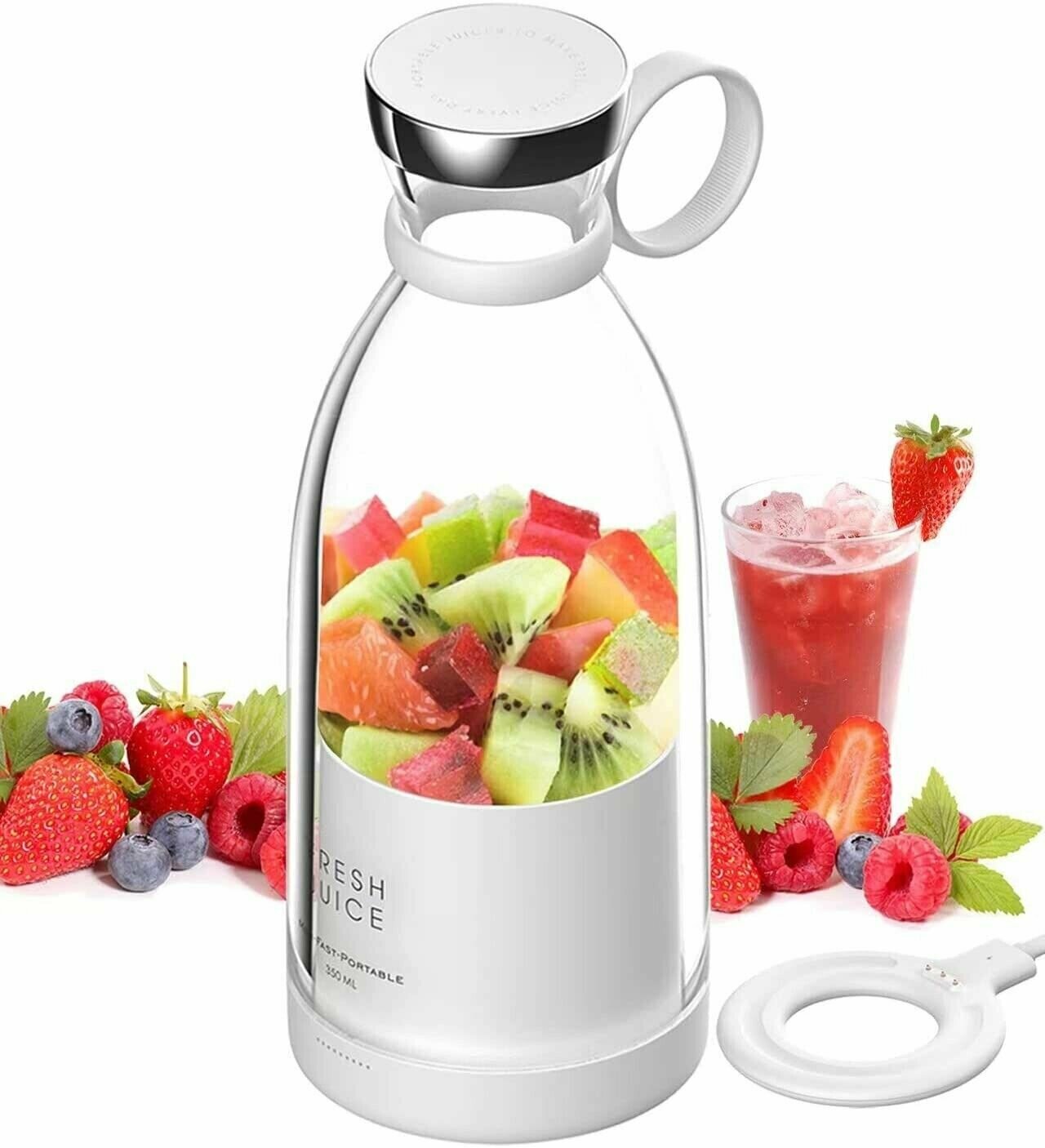 Беспроводной блендер бутылка Fresh Juice /Портативный блендер для смузи 350 мл, белый