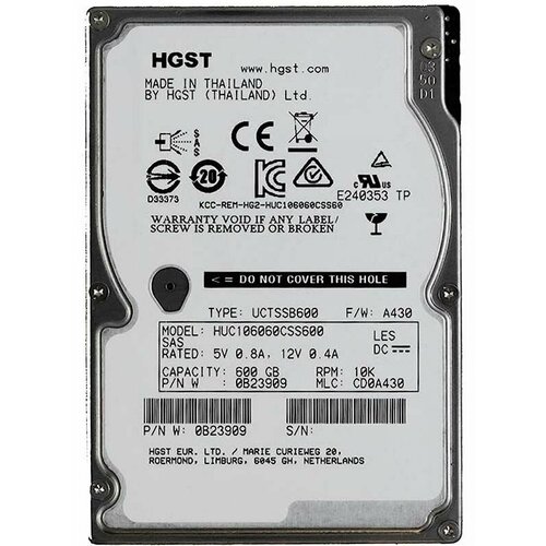 Hitachi Ultrastar C10K600300 Гб HUC106060CSS600 SAS 12300₽