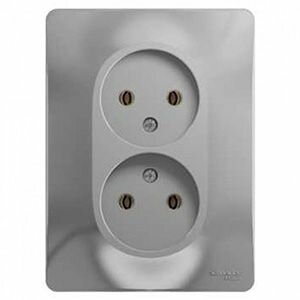 Глосса алюминий розетка скрытая 2-мест IP20