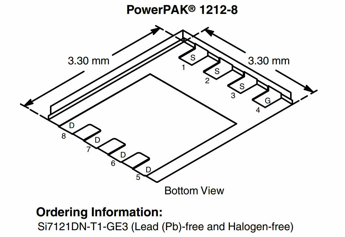 Микросхема SI7121DN-T1-GE3 P-Channel MOSFET 30V 16A POWERPAK-1212-8